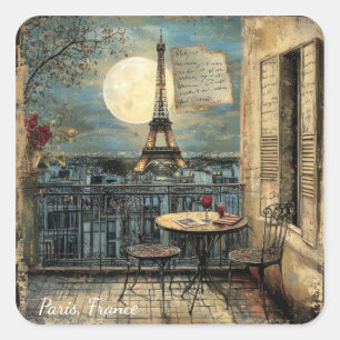 Aangepaste Vintage Paris Eiffeltoren Romantische K Vierkante Sticker