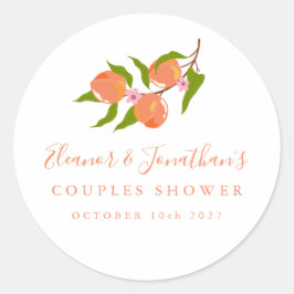 Aangepaste Vintage Perzik Fruit Boho Koppels Bruis Ronde Sticker