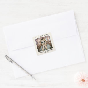 Aangepaste Vintage Retro Foto Verjaardag Vierkante Sticker