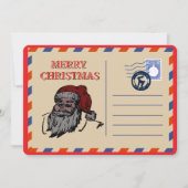 Aangepaste Vintage Retro Kerstman Rood Kerstgroet Feestdagenkaart (Voorkant)