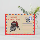 Aangepaste Vintage Retro Kerstman Rood Kerstgroet Feestdagenkaart (Staand voorkant)