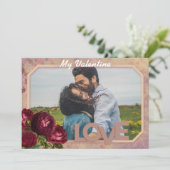 Aangepaste Vintage Rode Rozen Valentijnsdag  Feestdagenkaart (Staand voorkant)