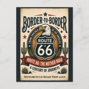 Aangepaste Vintage Route 66 Border to Border Ameri Briefkaart