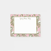 Aangepaste Vintage Rozen op Licht Roze Bloemen 4" Post-it® Notes (Voorkant)