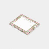 Aangepaste Vintage Rozen op Licht Roze Bloemen 4" Post-it® Notes (Schuin)
