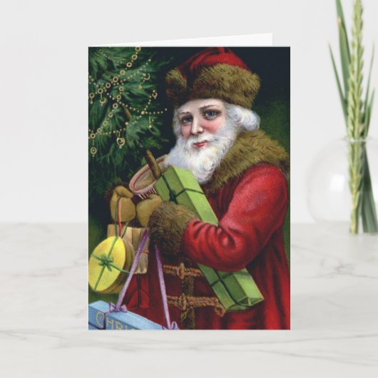 Aangepaste Vintage Santa Claus Kerstmis Kaart Sjab (Voorkant)
