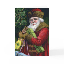 Aangepaste Vintage Santa Claus Kerstmis Kaart Sjab