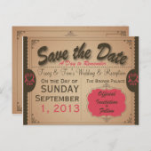 Aangepaste Vintage Save the Date Briefkaart (Voorkant / Achterkant)