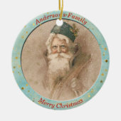 Aangepaste Vintage Sint-Nicolaas kerstmis Keramisch Ornament (Voorkant)