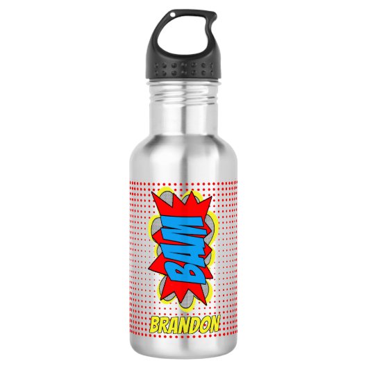 Aangepaste vintage stripboek Pop Art stijl BAM! Waterfles (Voorkant)
