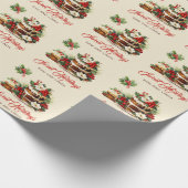 Aangepaste Vintage Typografie Laat Bessen Kerstmis Cadeaupapier (Hoek)