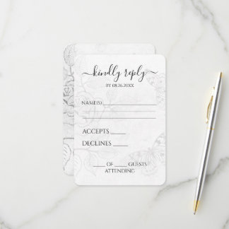 Aangepaste Vintage Vervagende Vlinder Bloemen Brui RSVP Kaartje