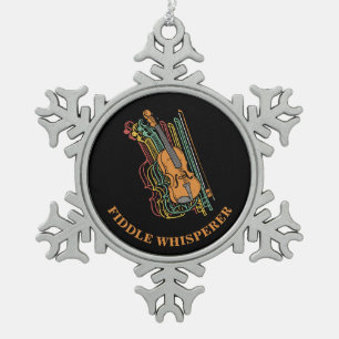 Aangepaste Vintage Viool Fiedel Fluisteraar Grap Tin Sneeuwvlok Ornament