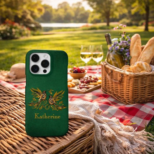 Aangepaste Vintage Vogel Bloem Groen iPhone Hoesje