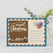 Aangepaste vintage waterverf besneeuwde Kerststad Feestdagenkaart (Staand voorkant)