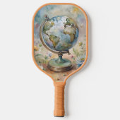 Aangepaste vintage wereld reis kunst pickleball paddle (Achterkant)