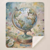 Aangepaste Vintage Wereld Reis Kunst Sherpa Deken (Voorkant)