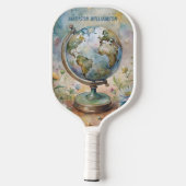 Aangepaste vintage wereldreis kunst pickleball paddle (Achterkant)