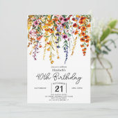 Aangepaste Vintage Wildflower 40e verjaardag Kaart (Staand voorkant)