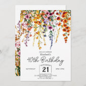 Aangepaste Vintage Wildflower 40e verjaardag Kaart (Voorkant / Achterkant)