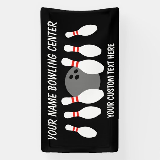 Aangepaste vinyl banner met bowling bal en pinnen (Verticaal)