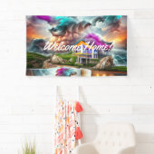 Aangepaste vinyl banner 'Welkom thuis' 90 cm x 150 (Insitu)