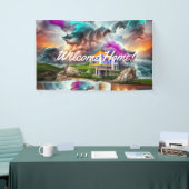 Aangepaste vinyl banner 'Welkom thuis' 90 cm x 150 (Beurs)