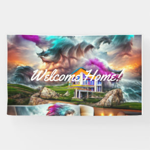 Aangepaste vinyl banner 'Welkom thuis' 90 cm x 150