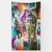 Aangepaste vinyl banner 'Welkom thuis' 90 cm x 150 (Verticaal)