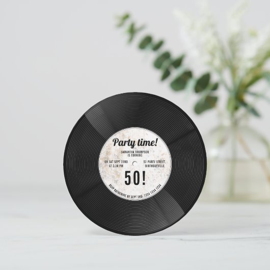 Aangepaste Vinyl Record Muziek Milestone Verjaarda Kaart (Staand voorkant)