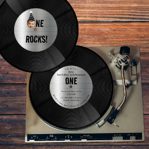 Aangepaste vinylplaat muziek Eén Rocks verjaardags Kaart