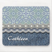 Aangepaste Violet Mint Batik Mozaïek Bloemen Patro Muismat (Voorkant)