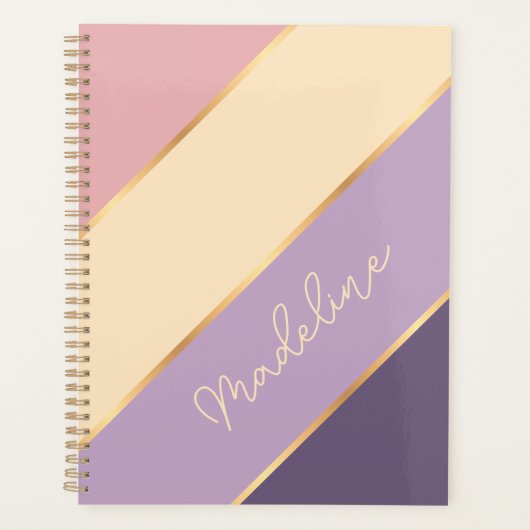 Aangepaste Violet Paarse Blush Roze Goud Art Strip Planner (Voorkant)