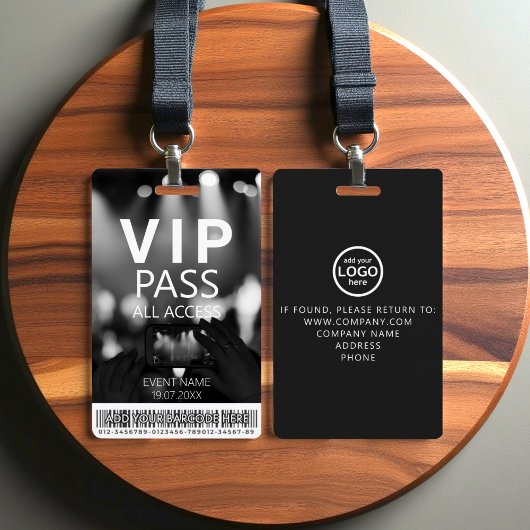 Aangepaste VIP All Access Barcode Zwart & Wit Boke Badge