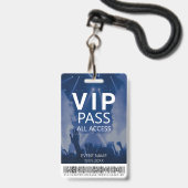 Aangepaste VIP All Access Blauwe Badge met Barcode (Voorzijde met lanyard)