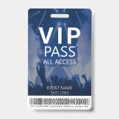 Aangepaste VIP All Access Blauwe Badge met Barcode (Voorzijde)