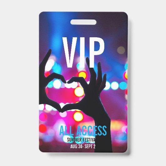 Aangepaste VIP All-Access Concert Event Pas Hart Badge (Voorzijde)