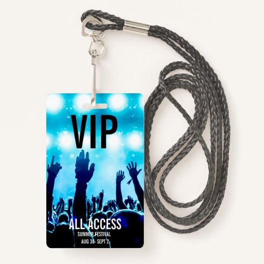 Aangepaste VIP All-Access Concert Event Pass Badge (Voorkant met draagriem)