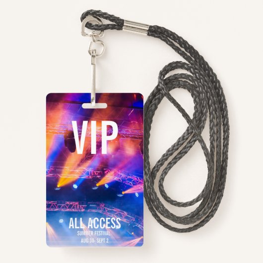 Aangepaste VIP All-Access Concert Event Pass Kleur Badge (Voorkant met draagriem)