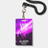 Aangepaste VIP All-Access Concert Event Pass Paars Badge (Voorkant met koord)