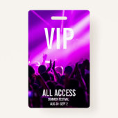 Aangepaste VIP All-Access Concert Event Pass Paars Badge (Voorkant)