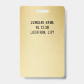 Aangepaste VIP All Access Concert Faux Gold Badge (Achterkant)