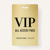 Aangepaste VIP All Access Concert Faux Gold Badge (Voorkant)