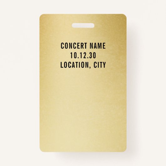 Aangepaste VIP All Access Concert Faux Gold Badge (Achterkant)