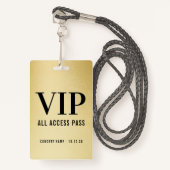Aangepaste VIP All Access Concert Faux Gold Badge (Voorkant met draagriem)
