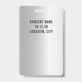 Aangepaste VIP All Access Concert Faux Silver Badge (Achterkant)