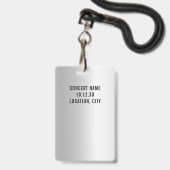 Aangepaste VIP All Access Concert Faux Silver Badge (Achterkant met lanyard)