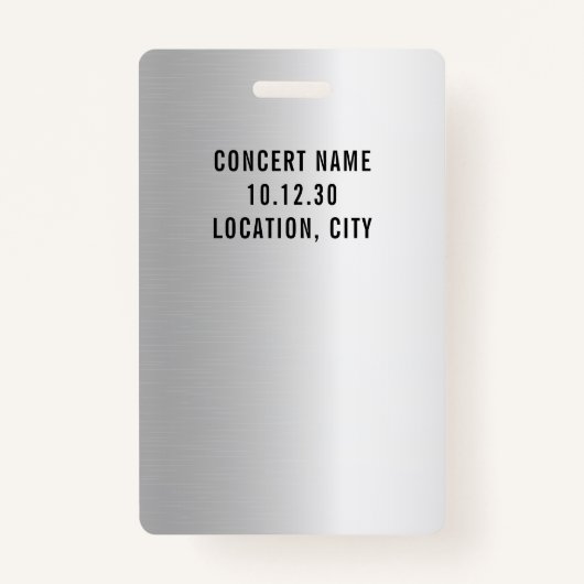 Aangepaste VIP All Access Concert Faux Silver Badge (Achterkant)