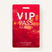 Aangepaste VIP All Access Event Bokeh Orbs Rood Badge (Voorkant)