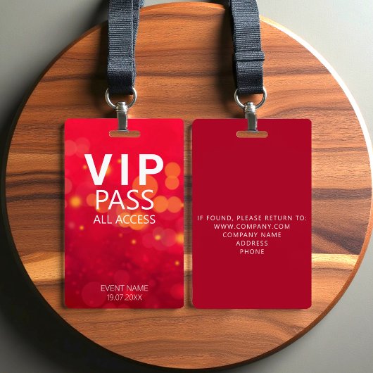 Aangepaste VIP All Access Event Bokeh Orbs Rood Badge